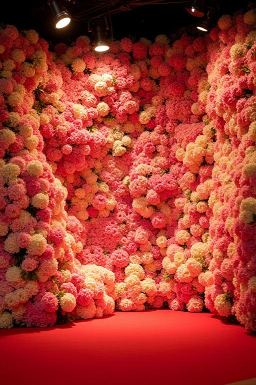 Lélegzetelállító virágfal eseményre készítve.